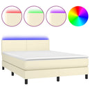 vidaXL krémszínű műbőr rugós ágy matraccal és LED-del 140x190 cm