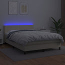 vidaXL krémszínű műbőr rugós ágy matraccal és LED-del 140x190 cm