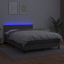 vidaXL szürke műbőr rugós ágy matraccal és LED-del 140x190 cm