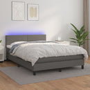 vidaXL szürke műbőr rugós ágy matraccal és LED-del 140x190 cm