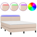 vidaXL cappuccino színű műbőr rugós ágy matraccal és LED-del 140x190cm