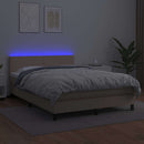 vidaXL cappuccino színű műbőr rugós ágy matraccal és LED-del 140x190cm