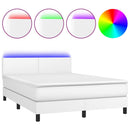 vidaXL fehér műbőr rugós ágy matraccal és LED-del 140x200 cm