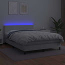 vidaXL fehér műbőr rugós ágy matraccal és LED-del 140x200 cm