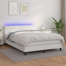 vidaXL fehér műbőr rugós ágy matraccal és LED-del 140x200 cm