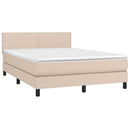 vidaXL cappuccino színű műbőr rugós ágy matraccal és LED-del 140x200cm
