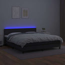 vidaXL fekete műbőr rugós ágy matraccal és LED-del 160x200 cm