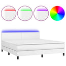 vidaXL fehér műbőr rugós ágy matraccal és LED-del 160x200 cm