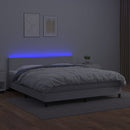 vidaXL fehér műbőr rugós ágy matraccal és LED-del 160x200 cm