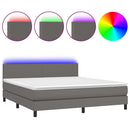 vidaXL szürke műbőr rugós ágy matraccal és LED-del 160x200 cm