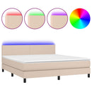 vidaXL cappuccino színű műbőr rugós ágy matraccal és LED-del 160x200cm