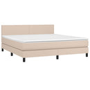vidaXL cappuccino színű műbőr rugós ágy matraccal és LED-del 160x200cm