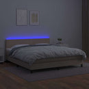 vidaXL cappuccino színű műbőr rugós ágy matraccal és LED-del 160x200cm