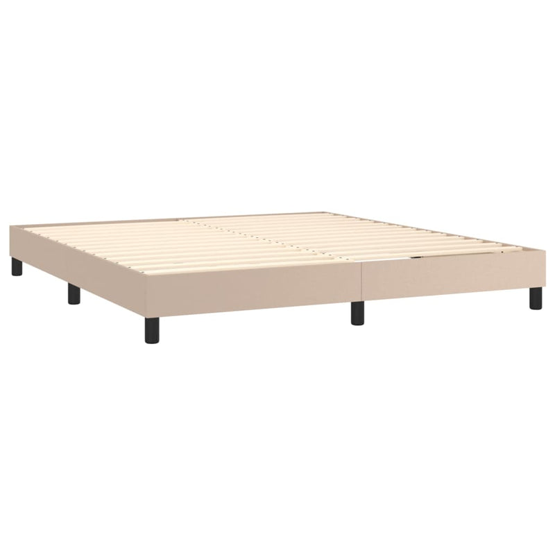 vidaXL cappuccino színű műbőr rugós ágy matraccal és LED-del 160x200cm
