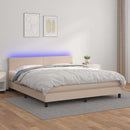 vidaXL cappuccino színű műbőr rugós ágy matraccal és LED-del 160x200cm