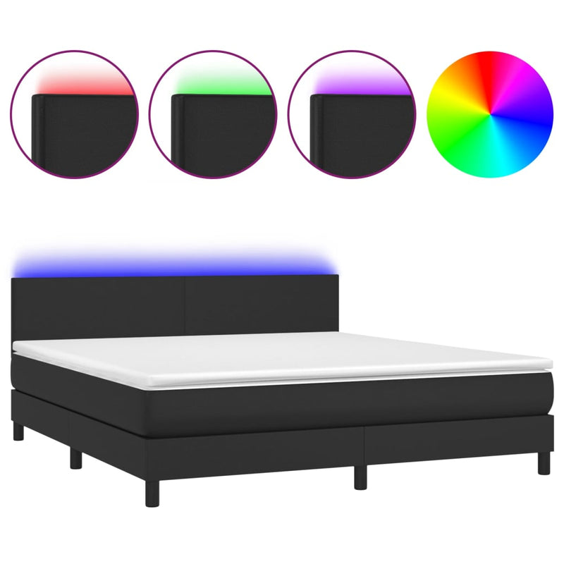 vidaXL fehér műbőr rugós ágy matraccal és LED-del 180x200 cm