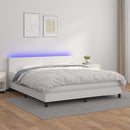 vidaXL fehér műbőr rugós ágy matraccal és LED-del 180x200 cm