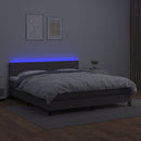 vidaXL szürke műbőr rugós ágy matraccal és LED-del 180x200 cm