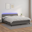 vidaXL szürke műbőr rugós ágy matraccal és LED-del 180x200 cm