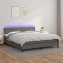vidaXL szürke műbőr rugós ágy matraccal és LED-del 180x200 cm