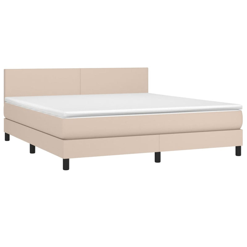 vidaXL cappuccino színű műbőr rugós ágy matraccal és LED-del 180x200cm
