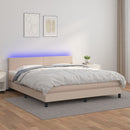 vidaXL cappuccino színű műbőr rugós ágy matraccal és LED-del 180x200cm