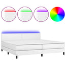 vidaXL fehér műbőr rugós ágy matraccal és LED-del 200x200 cm