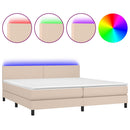 vidaXL cappuccino színű műbőr rugós ágy matraccal és LED-del 200x200cm