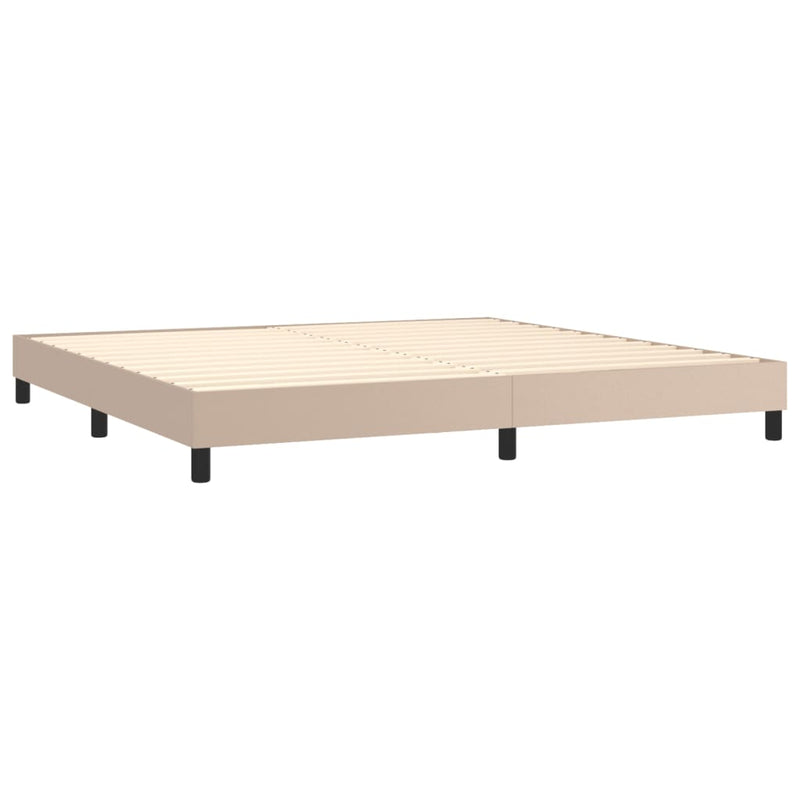 vidaXL cappuccino színű műbőr rugós ágy matraccal és LED-del 200x200cm