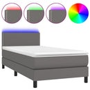 vidaXL szürke műbőr rugós ágy matraccal és LED-del 80 x 200 cm
