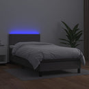 vidaXL szürke műbőr rugós ágy matraccal és LED-del 80 x 200 cm