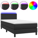 vidaXL fekete műbőr rugós ágy matraccal és LED-del 90x190 cm