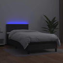vidaXL fekete műbőr rugós ágy matraccal és LED-del 90x190 cm