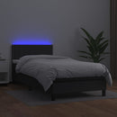 vidaXL fekete műbőr rugós ágy matraccal és LED-del 100x200 cm