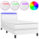 vidaXL fehér műbőr rugós ágy matraccal és LED-del 100x200 cm
