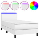 vidaXL fehér műbőr rugós ágy matraccal és LED-del 100x200 cm