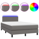 vidaXL szürke műbőr rugós ágy matraccal és LED-del 120x200 cm