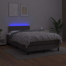 vidaXL szürke műbőr rugós ágy matraccal és LED-del 120x200 cm
