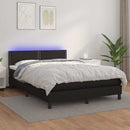vidaXL fekete műbőr rugós ágy matraccal és LED-del 140 x 190 cm