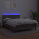vidaXL szürke műbőr rugós ágy matraccal és LED-del 140x190 cm