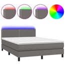 vidaXL szürke műbőr rugós ágy matraccal és LED-del 140x200 cm