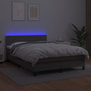 vidaXL szürke műbőr rugós ágy matraccal és LED-del 140x200 cm