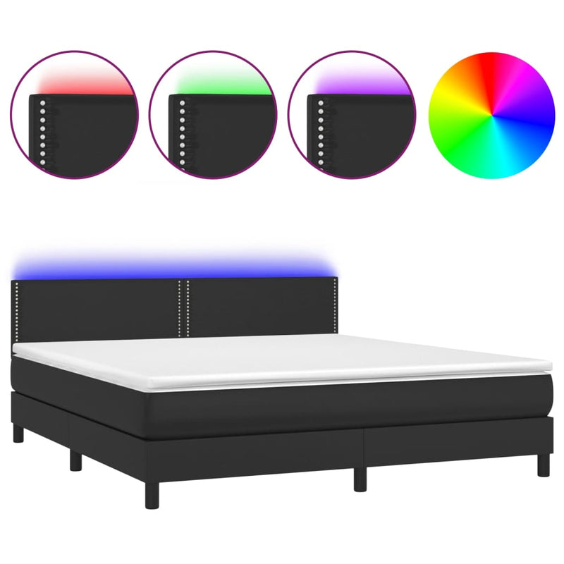 vidaXL fehér műbőr rugós ágy matraccal és LED-del 180x200 cm