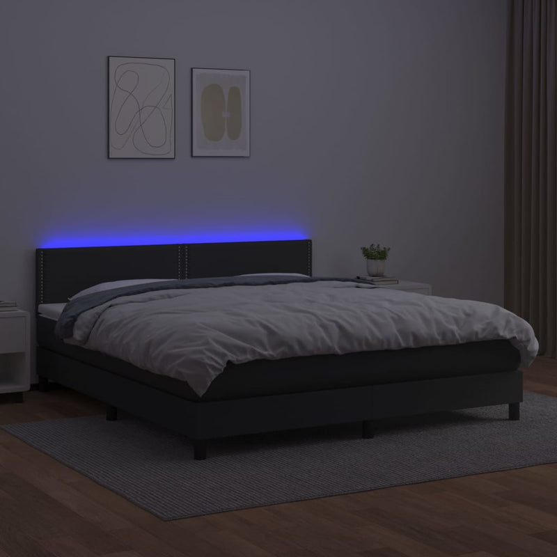 vidaXL fehér műbőr rugós ágy matraccal és LED-del 180x200 cm