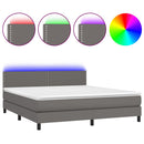 vidaXL szürke műbőr rugós ágy matraccal és LED-del 180x200 cm