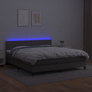 vidaXL szürke műbőr rugós ágy matraccal és LED-del 180x200 cm