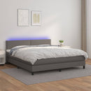 vidaXL szürke műbőr rugós ágy matraccal és LED-del 180x200 cm