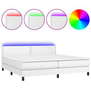 vidaXL fehér műbőr rugós ágy matraccal és LED-del 200x200 cm