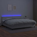 vidaXL fehér műbőr rugós ágy matraccal és LED-del 200x200 cm
