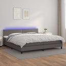 vidaXL szürke műbőr rugós ágy matraccal és LED-del 200x200 cm